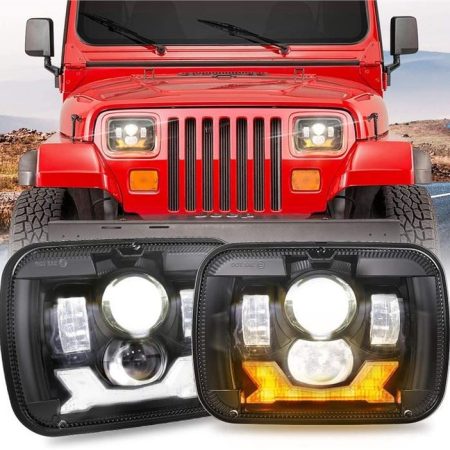 1987-1995 Jeep YJ Led Teeb Taws Teeb 5x7 Projector Taws Teeb Jeep Wrangler Square Teeb