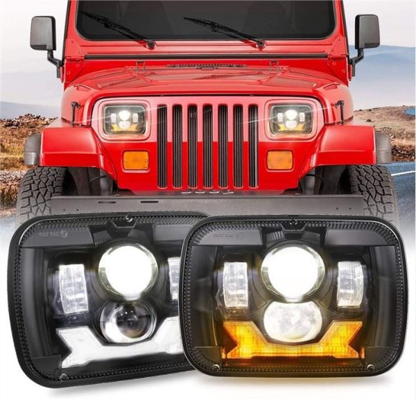 1987-1995 Jeep YJ Led Teeb Taws Teeb 5x7 Projector Taws Teeb Jeep Wrangler Square Teeb