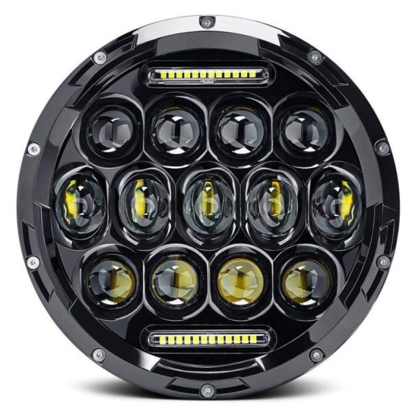 7 Inch Round LED Lub Teeb Nruab Nrab 75W 7 Ntse Cov Teeb Tsav LED DRL Tsav Teeb Lub Taub Hau Taub Hau Rau Jeep Harley Davidson