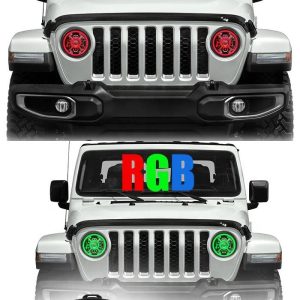 9 Nti Xim Hloov RGB Led Halo Teeb Rau Jeep Wrangler JL 2018 2019