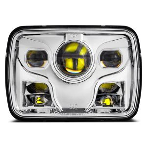 Dub Chrome Ciav Duab 5x7 Nti Inch Led Lub Taub Hau Headligt 12v 24v Lub Taub Hau