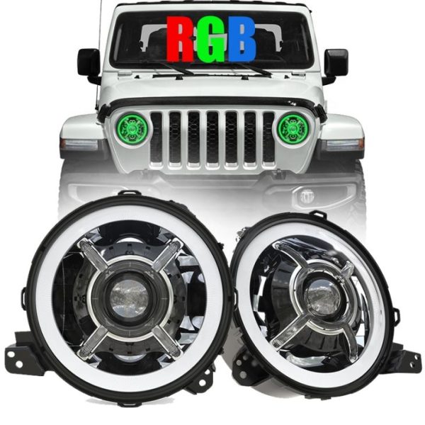 Tshiab Tuaj Txog Qhov Hloov Pauv Hloov 9 Nti Led Halo Teeb Rau Jeep Wrangler JL 2018+ RGB JL Led Taws Teeb