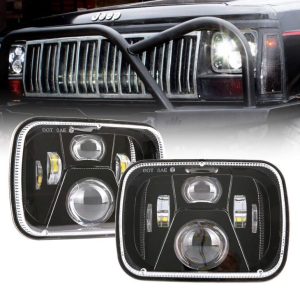 DOT Pom Zoo 5x7 Nti 60W LED Square Teeb Taws Teeb Pom Kev Zoo Hi / Lo Nqaj Dub / Nyiaj Rau Jeep YJ XJ MJ & Rau Off-road