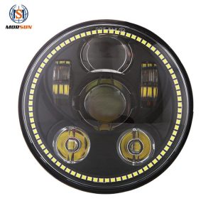 DOT E-Kos Pom Zoo 5 3/4 Nti Led Lub Taub Hau Teeb Nrog DRL Halo Rau Harley-Davison