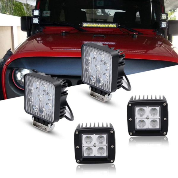 E-Mark 16w LED Ua Haujlwm Pom Lub Teeb / dej nyab Beam Square Ua Haujlwm Lub Teeb Rau Off-Road Rau Jeep