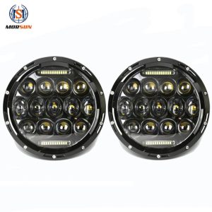 Honeycomb Tsim 7 Nti Led Teeb Rau Jeep JK Wrangler Nrog Hi Lo Beam Thiab Drl