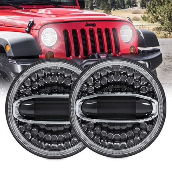 Morsun 7inch Led Lub Taub Hau Taws Teeb Rau 2007-2017 Jeep Wrangler JK Nrog Halo Dawb Daj