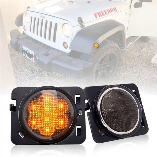 Morsun Fender Flare Lub Teeb rau Jeep Wrangler 1997-2006 TJ 2007-2014 JK Led Hauv Hniav Nyiaj Hniav Teeb Lub teeb Sab