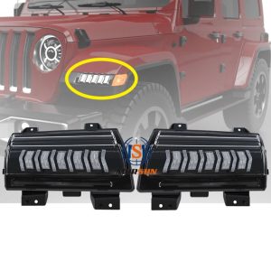 Morsun Pem Hauv Ntej Fender Led Nruab Hnub Nruab Nrab Teeb Nruab Nrab Nrog Teem Cim Tig Rau 2018+ Jeep Wrangler JL Sahara Rubicon