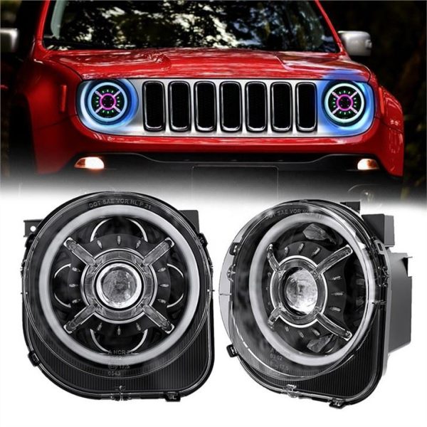 Morsun LED RGB Headlghts Xim Hloov Demon Qhov Muag Rau Jeep Renegade 2015 2016 2017 2018 2019 2021