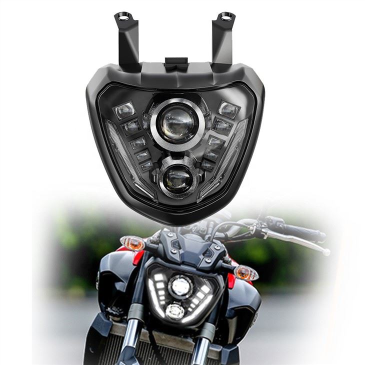 MorSun Motorcycle LED Headlight Rau Yamaha MT 07 FZ 07 MT07 MT -07 FZ-07 2014 ntxiv rau DRL Teeb Projector