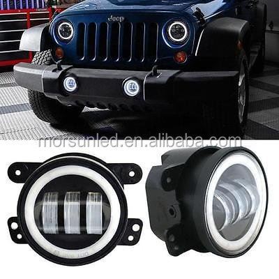 Morsun Hloov LED Huab Huab Teeb Rau Jeep Wrangler JK JKU TJ LJ 4inch Teeb nrog Halo DRL