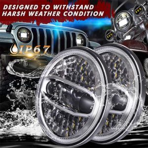 Tshiab Kub Muag 7 Nti 108W LED Taws Teeb Rau Jeep Wrangler Jk Lub Cev Muaj Zog Siv Rau Harley